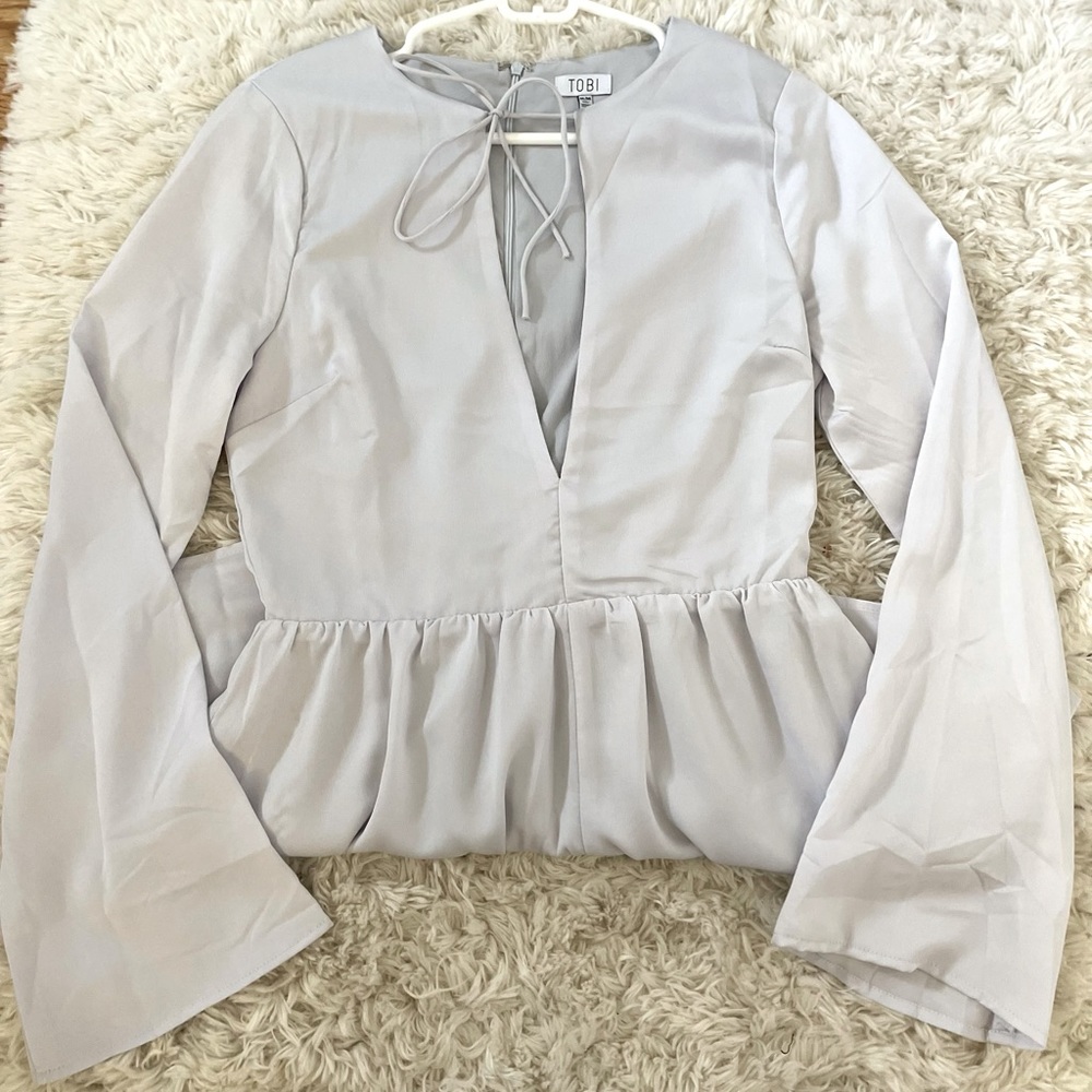 Tobi Light Blue Silk Romper